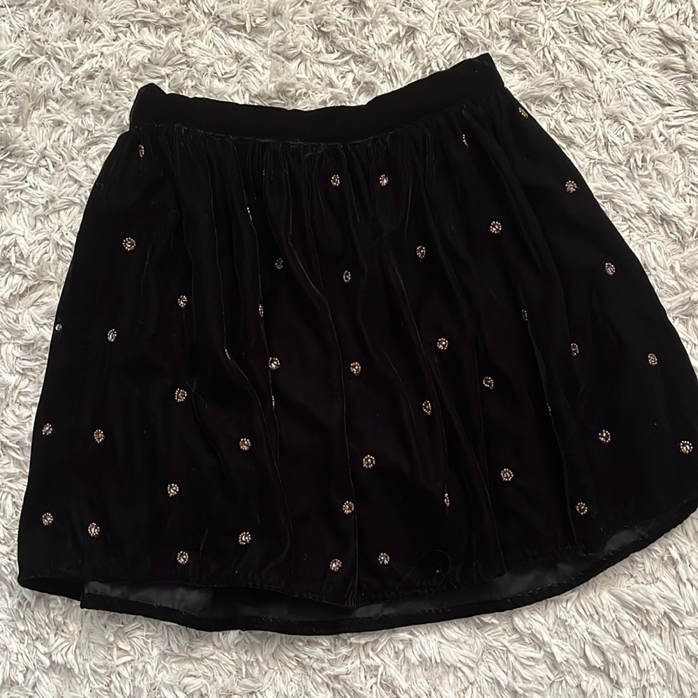 Zara girls velvet skirt with beaded embroidery